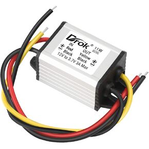 DROK 12v to 3.7v Buck Converter, DC 8-35V to 3.7V 3A 11W Voltage Regulator Board Power Supply Module, 5V 6V 9V 12V 24V Waterproof Car Volt Step Down Buck Converter