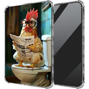 Clear Case for Kindle Paperwhite 12th Gen 2024 (7") & Kindle Colorsoft Signature Edition (7"),Transparent Ultra-Thin Soft TPU Anti-Slip Shockproof Protection Cover,Chicken with Glasses