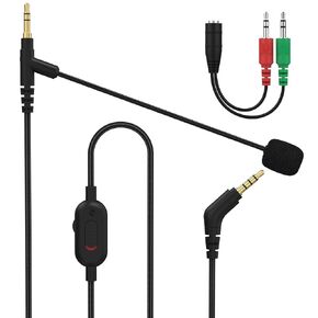 Boom Microphone Headphone Audio Cable for Gaming Headset Compatible with Audio-Technica ATH-M50xBT2 ATH-SR5, MSR7, 3.5mm Jack Microphone Cable Mute Volume Control for PS4 or Xbox One Controller, PC