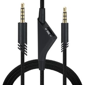 Replacement Cable for Astro A40 A40TR A10 Gaming Headphones, Aux Braided Wire Cord Compatible with Xbox-One PC Ps4 etc with Volume Control 6.5 Feet 2.0 M (Black Grey)