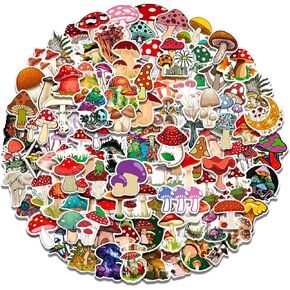 Mushroom Stickers,100 Pcs Vinyl Waterproof Stickers for Laptop,Water Bottles,Skateboard,Phone,Computer