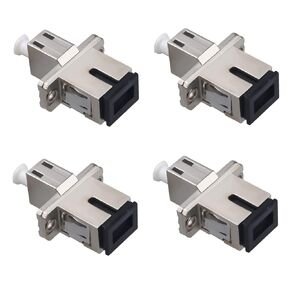 4 Pack SC to LC Female to Female Fiber Optic Adapter Connector Hybrid Simplex Multimode/Singlemode Optical Adapter, Flange-Type Adapter