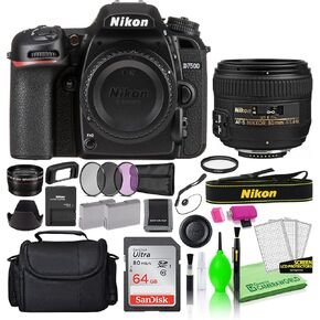 Nikon D7500 20.9MP DSLR Digital Camera with AF-S 50mm f/1.4G Lens (1581) Deluxe Bundle Kit with Sandisk 64GB SD Card + Large Camera Bag + Filter Kit + Spare Battery + Telephoto Lens + More
