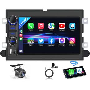 Upgrade Car Radio Replacement for Ford f150 2004 2005 2006 2007 2008: 7 "Touchscreen Support Carplay Android Auto GPS Bluetooth FM/RDS SWC 5GWiFi Backup Camera