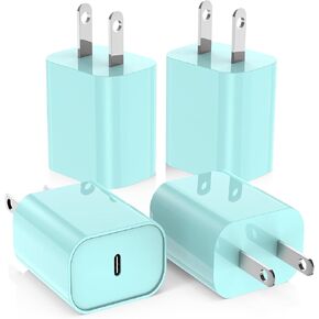 4Pack USB C Charger Block 20W, iPhone 16 15 Fast Charging Block for Apple 20W Type C Power Adapter Plug, for Apple iPhone Charger USB C for iPhone 16 15 Pro Max/14 13 12 Pro Max/iPad/Google-Green