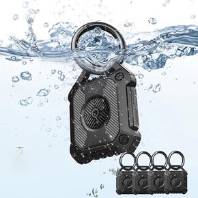 Waterproof Holder Case for Airtag 4 Pack Screw Full Cover Shockproof Compatible with Apple Air tag Tracker Key Ring Protective for Luggage, Backpack,Dog Collar. (Black)