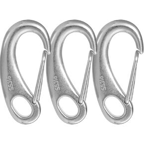 Marine Carabiner Flag Clips, 2.75 Inch 316 Stainless Steel Clips, 660 Lbs Boat Fender Hooks Sailboat Accessories, Perfect for Camping, Fishing, Boating, Hiking and Bucket Hanging(3 Pack)