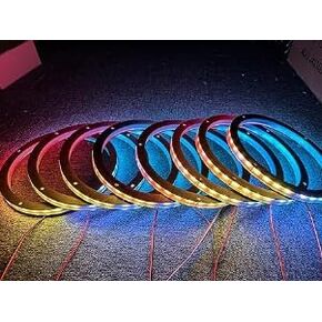 8PCS 8" Dream Chase Car LED Speaker Ring Light Kit RGB Color Shift Coaxial Speaker Rings Multiple Music Dancing Flow Spacer Ring Light Can Controlled by Remote and Bluetooth APP Simultaneously