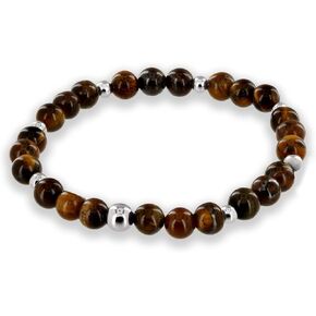 Tiger Eye Bracelet with Jewelry Bag & Meaning Card | Strong Elastic | Precious Natural Stones Crystal Healing Gemstone Men Women Meditation