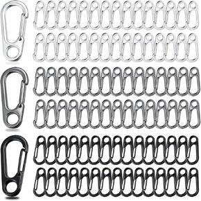 90PCS Mini Carabiner Clips Tiny Alloy Spring Snap Hook Keychain Clasps EDC Small Hanging Buckle for Backpack Camping Durable Paracord Accessories Tactical Survival Gear (3 Colors)