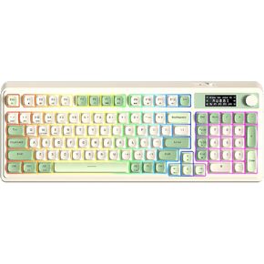 AULA S99 Pro Keyboard, Tri-Mode Bluetooth/2.4GHz/USB-C Cute Creamy Gaming Keyboard with Number Pad RGB Backlit, Media Knob Custom Mechanical Feel Computer Keyboard for MAC Xbox PC Gamer - Green