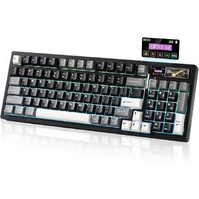 YUNZII IF99 Wireless Mechanical Gaming Keyboard with Smart ICD Display, QMK/VIA Programmable BT/2.4G/USB-C Gasket Mounted Hot Swap RGB 96% Layout for Mac/Win (Black, Gateron Zero Switch)