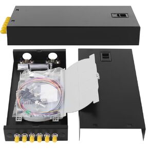 2-Pack ST-UPC 6 Simplex 6 Port Wall Mount Fiber Enclosure with Splice Tray Singlemode ST-UPC Kit (Includes 1.2 Meter Pigtail and Fiber Coupler)