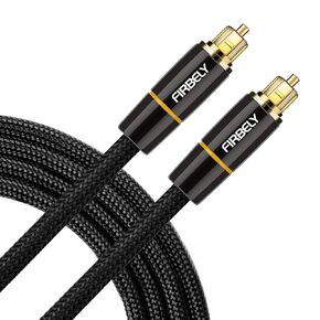 Digital Optical Audio Toslink Cable Male to Male- 24K Glod Plated Metal Connectors and Braided Jacket 3 feet
