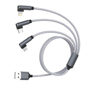 Multi Charger Cable, 90 Degree 3 in 1 Charging Cable 1.8m Nylon Braided with iPhoone/Micro/USB Type C Cable Connector for iPhoone15/15 Pro/14/13/12/11, Android, Samsung, Huawei,Nokia,Sony