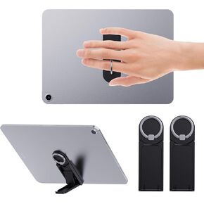MRUOZRUI Universal Tablet Stand for iPad Pro Air Mini/Galaxy Tab Kindle and All Tablets, 2 Pack, Multi-Angle Adjustable Tablet Kickstand with Built-in Ring Holder, 360 Degrees Handle Ring, Black