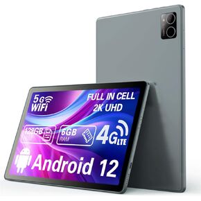 Unlocked Android 12 Tablet PC 6GB+128GB,10.46" HD Full View Display , 4G LTE Cellular Tablets with Sim Slot，7000 mAh Mega Battery, Support Phone call WiFi GPS Bluetooth 5.0 IPS 2000*1200 (Gray)