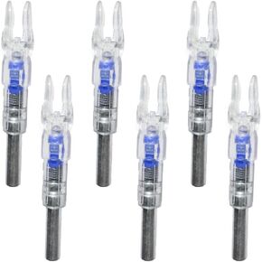 GUGA 6Pcs Lighted Arrow Nocks for Arrows with .244"/6.2mm Inside Diameter.Automatic Light Up When Shooting(Blue)