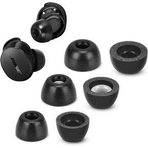 Memory Foam Tips for New Bose QuietComfort Earbuds & QC II & Ultra Earbuds, No Silicone Eartips Pain, Anti-Slip Replacement Ear Tips, Fit in the Charging Case, Reducing Noise Tip, 3 Pairs (SML, Black)
