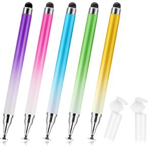 5 Pack 2 in 1 Touch Screen Stylus Pens for Touch Screens,Gradient Color High Sensitivity Touch Screen Pen with Stand Cap for Smartphones,Tablets,Android,iPad,iPhone,Samsung,Microsoft Devices