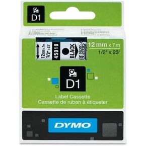 DYM45010 - Dymo Black on Clear D1 Label Tape, pack of 2