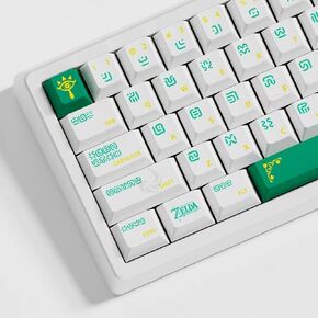 Zelda Themed Kashi Guwen Green Keycap Cherry Profile 127 Keys PBT PBT Dye Sub Custom Keyboard Keycaps Set for 60% 65% 75% 95% Cherry Mx Switches Mechanical Keyboard