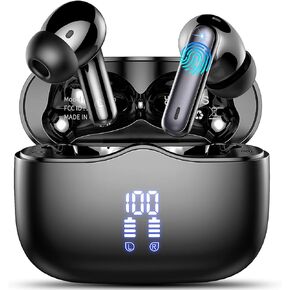 Wireless Earbud, Bluetooth 5.3 Headphones HIFI Immersive Sound with 4 HD Microphone, 40H Playtime, IP7 Waterproof, Easy Control Earphones with Light Weight USB-C Charging Case for Android IOS Workout