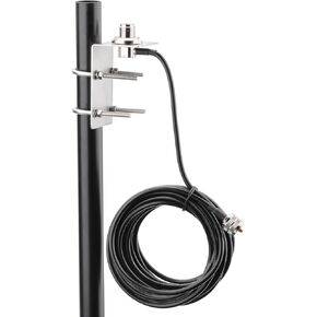 Bingfu Mobile Ham Radio Antenna U Bolt Mounting Bracket Kit + UHF Pl259 Male to SO239 Female 16.5ft RG58 Cable for Amateur Vehicle Truck Two Way Radio Scanner Radio Vehicle Truck Antenna Mount