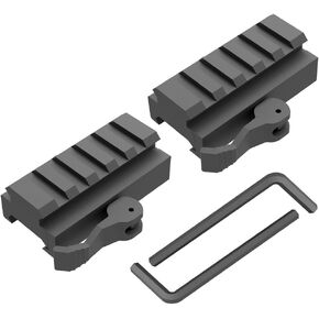 QT05-5 0.5" 5-Slot Low Profile Picatinny Riser Mount with Quick Release for Red Dots, Scopes, Optics, Flashlight (2pcs)