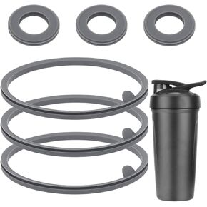 6pcs Lid Gasket Replacement for Blender Bottle Strada Flip Shaker Cup Water Bottle Accessories Parts, 2 Sizes Silicone Seal Ring for Blenderbottle Strada Flip Shaker 24 oz 28 oz(Gray)
