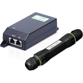 Outdoor Gigabit Ethernet Extender, 450ft/140M, 10/100/1000Mbps, IP67 Waterproof, UV Resistant, Direct-Burial, Data Extension Only, Power Injector Included