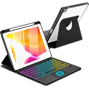 Touchpad Keyboard Case for iPad 9th /8th/7th Generation 10.2 inch, 360 Degree Rotation Cover with Rainbow Backlit Wireless Detachable Keypad for iPad Pro 10.5/Air 3rd Gen (Black)