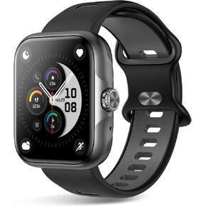 Smart Watch for Men Women GPS Built-in, (Answer/Make Call) AMOLED Display Fitness Tracker Watch with Waterproof, Pedometer, Heart Rate, Step Counter, for iOS & Android (Black, Large)