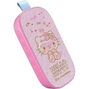 Hello Kitty 50th Anniversary Bluetooth Portable Speaker – Rechargeable Battery, Dynamic Audio, Carry-On Strap, Cute Pink Design for Travel, Parties, and Gifts