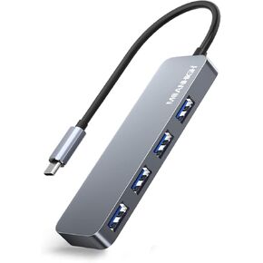 USB C Hub USB 3.0 Hub for Laptop 4 Port USB Expander Multiport USB Splitter Type C Hub Dongle for MacBook Pro, Mac Mini iMac, Dell, HP, Chromebook, PC Flash Drive HDD