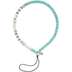 Lucky Brand Good Vibes Beaded Phone Charm, Gold, One Size