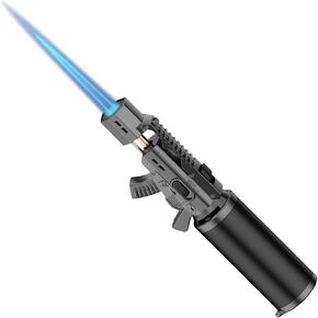 Torch Lighter - Jet Flame Butane Lighters, Windproof, Reusable, Flame Adjustable, Cool Lighter with Flame Safety Lock for Kitchen, Outdoor, Camping, BBQ.(Gas Not Include)