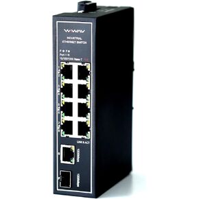 WIWAV W1008-8FE-I 10/100Mbps Unmanaged 8-Port Industrial Ethernet Switches with DIN Rail/Wall-Mount (UL Listed,-40°C to 85°C,IP40)