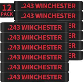 12 Pack Miaozhun .243 Winchester Magazine Marking Bands .243 Winchester Ammunition Caliber Identification (Black-White)