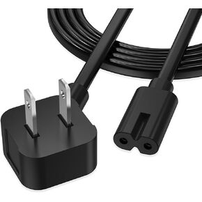 AGVEE 5ft AC Power Cord for Xbox One S, Xbox One X, Xbox Series X/S Slim Consoles Replacement, 90 Degree Angled 18AWG ETL Listed 2-Prong Power Supply Cable, Black