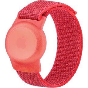 Airtag Wristband,Adjustable Nylon Strap with Durable Silicone Anti-Lost Anti-Scratch Airtag Protective Case,Airtag Bracelet Watch Band for Toddler Baby, Boys and Girls (Pink)