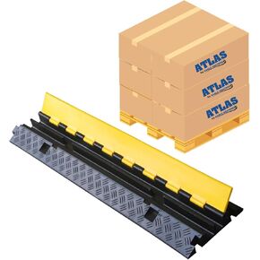 Kable Kontrol Atlas Heavy Duty Cable Protector Ramp - 1 Channel - 1 Pcs - 39" Long Black & Yellow - 24,000 Lbs Capacity - Rubber Speed Bump Wire Protector Cord Cover - CP9896
