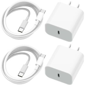 2 Pack 20W i.Phone 16 15 Charger, Type C Fast Wall Charger Power Adapter, USB C Charger Block and 6FT USB C Cable for iPhone/i.Pad/AirPod
