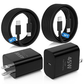 45W Charger for iPhone 16 15 Pro Max Fast Charging 6FT, iPhone 16 15 Plus Charger Cord with USBC Charger Block for MacBook Air 13/11 inch M1/M2,2022 2020 2019 2018 2017 Laptop,iPad Pro-Black