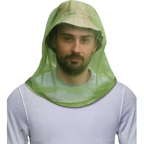 HENNCHEE Mosquito Head Net Mesh, Bug Net for Head, Extra Fine Holes Face Neck Protecting Net Outdoor Mosquito Proof with Carry Pouch