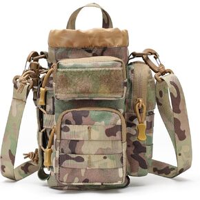 MOLLE Water Bottle Carrier Bag with Adjustable Shoulder Strap, Large Capacity, Multi-Functional Daily Use Universal Tool Pouch for Hiking, Biking, Fishing or Others Outdoors Sports (CP)