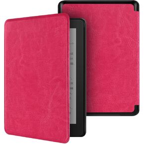 for Kindle Paperwhite 12th Generation-2024 7" Flip Case, Hand Strap Feature Cover with Auto-Wake/Sleep for Kindle Paperwhite 2024 E-Reader（Magenta）
