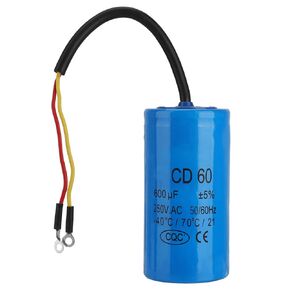 Run Capacitor, CD60 250V AC 600uF 50/60Hz Motor Start Capacitor with Wire for Air Conditioners, Compressors and Motors
