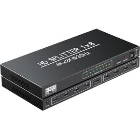 4K 1x8 HDMI Splitter 1 in 8 Out-8 Way hdmi Splitter 1X8-8 Port Powered hdmi Splitter Multi Monitor Outputs,8 Output Hdmi Splitter Support 4Kx2K@30Hz 3D, for Project/Office/Projector/HDTV/PS4.