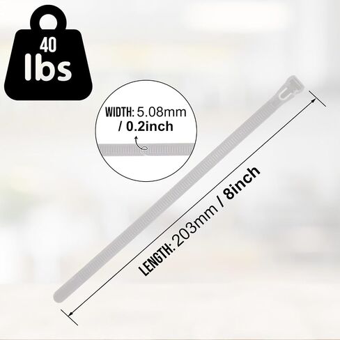 ESC Group -100PCS Releasable Cable Ties – Heavy-Duty, Adjustable & Reusable Zip Ties for Home, Office, or Outdoor Use – 8 Inch Premium Nylon Cable Ties (Natural) in Saudi Arabia